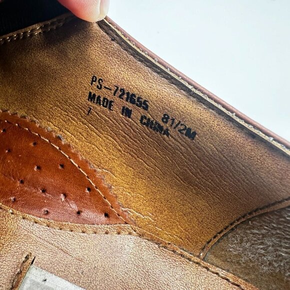 Fratelli Footwear Men Size 8.5M Brown Leather Cap Toe Double Buckle Dress Shoes - Picture 12 of 14